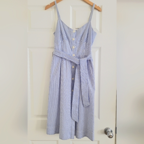 J. Crew Tie-waist midi dress in seersucker, size 2 - Picture 5 of 16